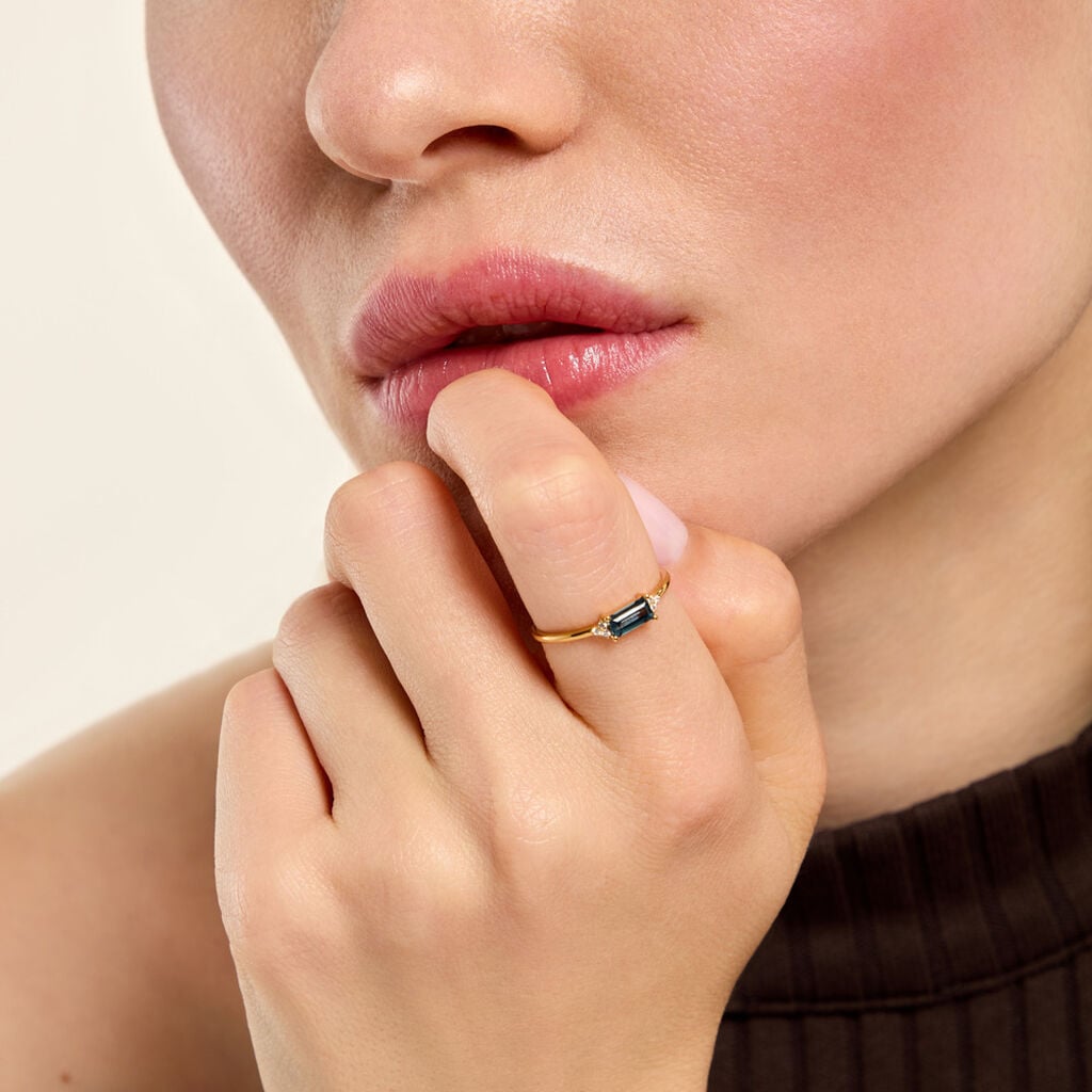 Bague Lavonne Argent Dor&eacute; A L'Or 750/1000 Topaze Oxyde De Zirconium - Bagues solitaires Femme | Histoire d&rsquo;Or