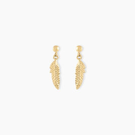 Boucles D'oreilles Pendantes Bartolomea Feuille Or Jaune - Boucles d'oreilles pendantes Femme | Histoire d’Or