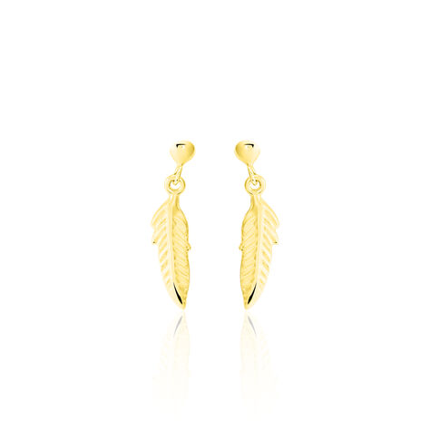 Boucles D'oreilles Pendantes Bartolomea Feuille Or Jaune - Boucles d'oreilles pendantes Femme | Histoire d’Or