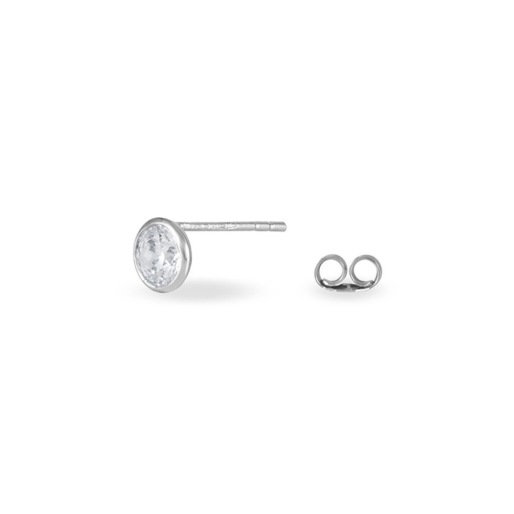Boucles D'oreilles Puces Elda Serti Clos Or Blanc Oxyde De Zirconium - Clous d'oreilles Femme | Histoire d&rsquo;Or