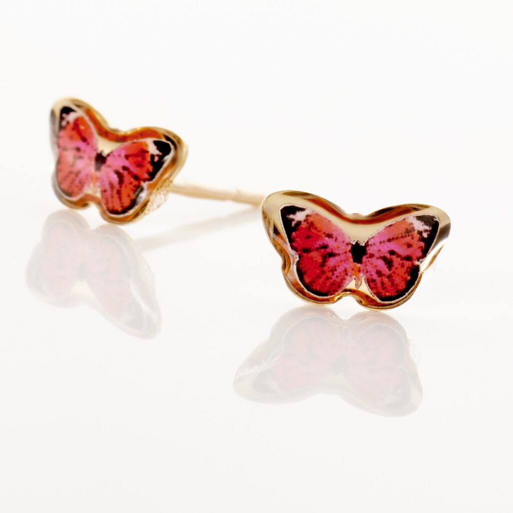 Boucles D'oreilles Puces Sulivia Papillon Or Jaune - Clous d'oreilles Enfant | Histoire d’Or