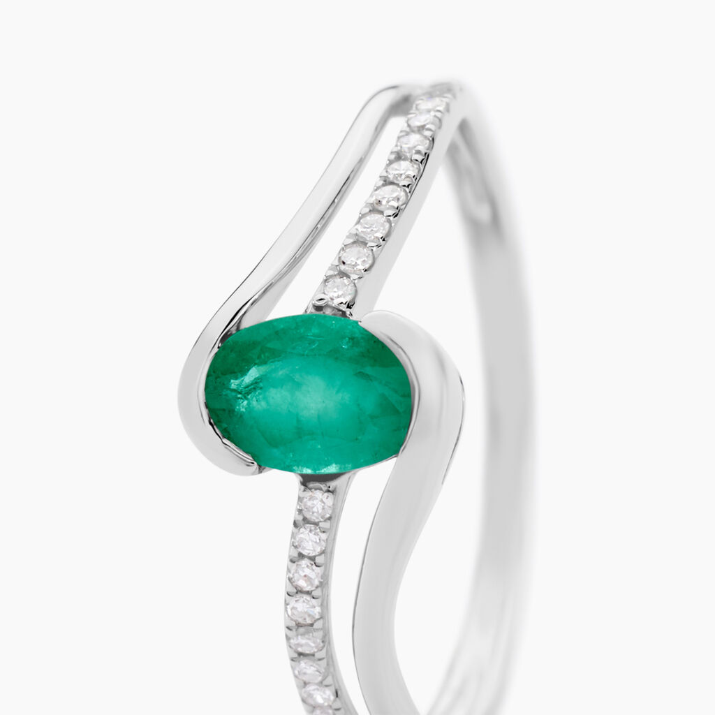 Bague Anja Or Blanc Emeraude Et Diamant - Bagues solitaires Femme | Histoire d’Or