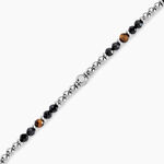 Bracelet Risor Acier Blanc Oeil De Tigre Agate - F&ecirc;te des p&egrave;res Homme | Histoire d&rsquo;Or