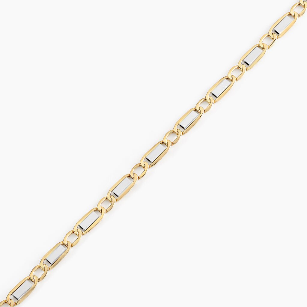 Bracelet Danae Plaquette Or Bicolore - Bracelets cha&icirc;ne Homme | Histoire d&rsquo;Or