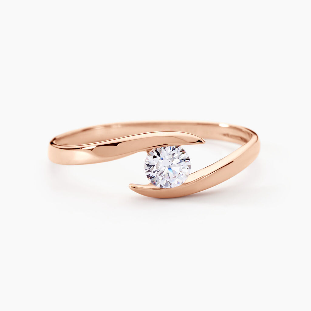 Bague Solitaire Camilia Or Rose Oxyde De Zirconium - Bagues solitaires Femme | Histoire d&rsquo;Or