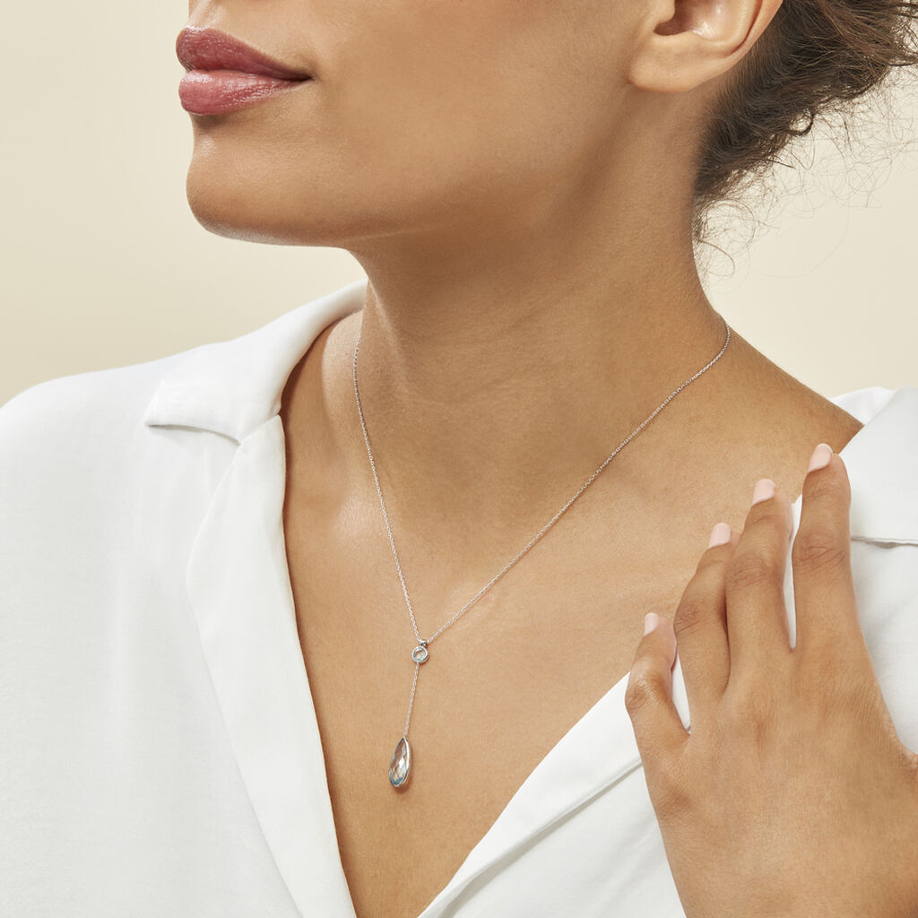 Collier Dennis Or Blanc Topaze - Colliers Femme | Histoire d’Or