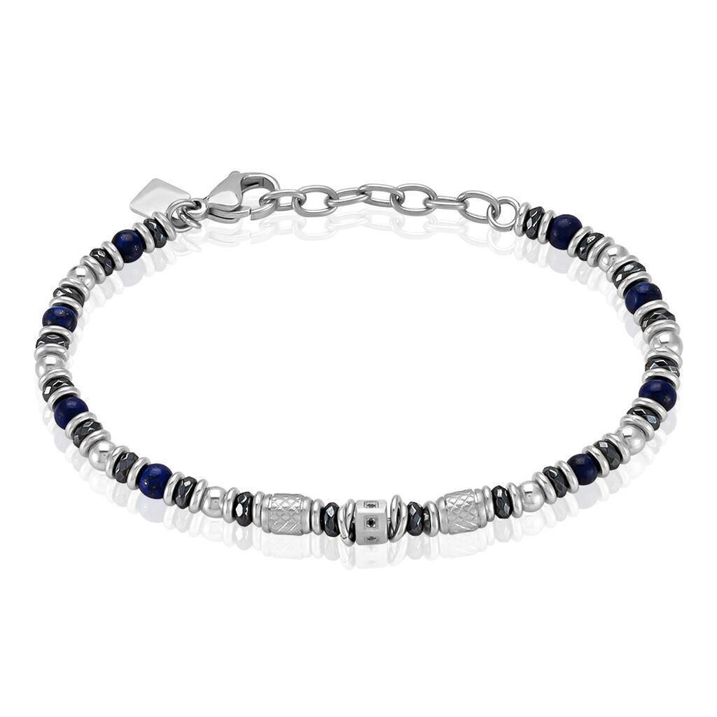 Bracelet Cliff Acier Gris Agate Hématite Oxyde De Zirconium - Bracelets Homme | Histoire d’Or
