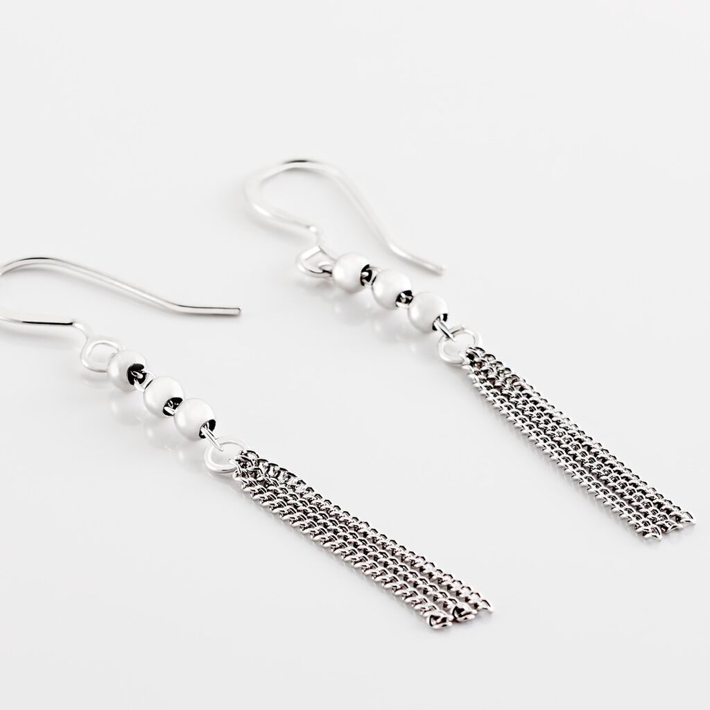 Boucles D'oreilles Pendantes Melodie Argent Blanc - Boucles d'oreilles fantaisie Femme | Histoire d’Or