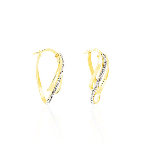 Créoles Hilharriette Or Jaune Strass - Boucles d'oreilles créoles Femme | Histoire d’Or