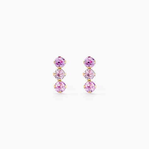 Boucles D'oreilles Puces Trystan Or Jaune Oxyde De Zirconium - Clous d'oreilles Famille | Histoire d’Or