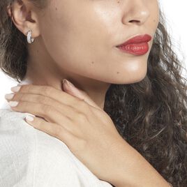 Créoles Argent Blanc Menelas Oxydes De Zirconium - Boucles d'oreilles créoles Femme | Histoire d’Or