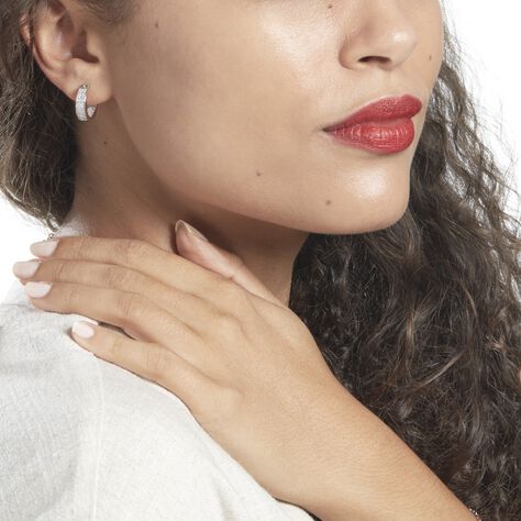 Créoles Argent Blanc Menelas Oxydes De Zirconium - Boucles d'oreilles créoles Femme | Histoire d’Or