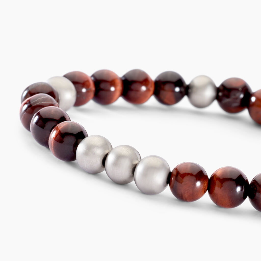 Bracelet Adonis Acier Blanc Oeil De Tigre - Bracelets Homme | Histoire d’Or