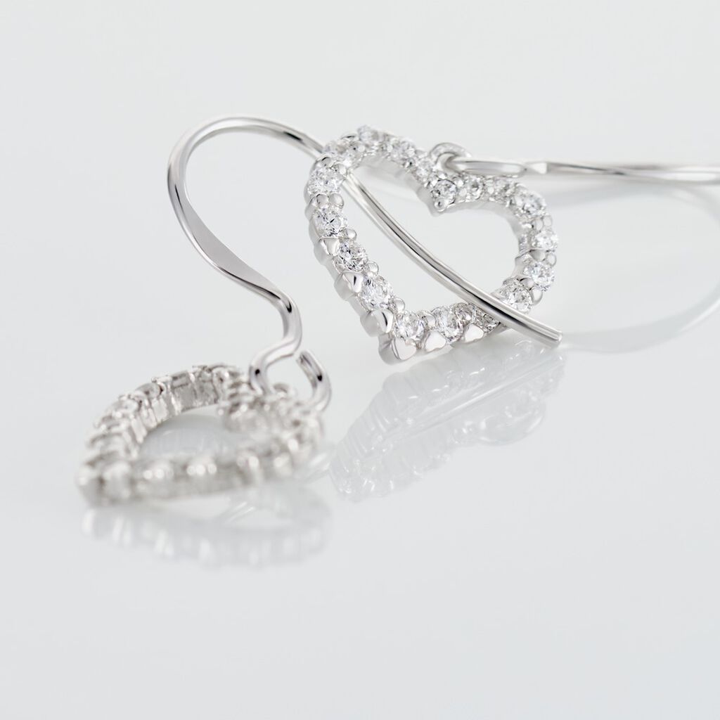 Boucles D'oreilles Pendantes Nermin Argent Blanc Oxyde De Zirconium - Boucles d'oreilles fantaisie Femme | Histoire d’Or