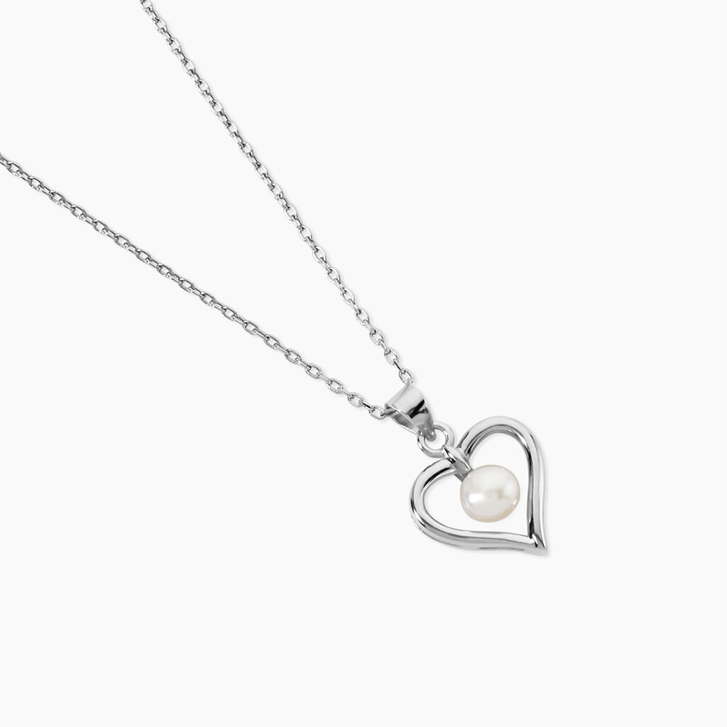Collier Ainhoa Maille For&ccedil;at Argent Blanc Perle De Culture - Colliers fantaisie Femme | Histoire d&rsquo;Or
