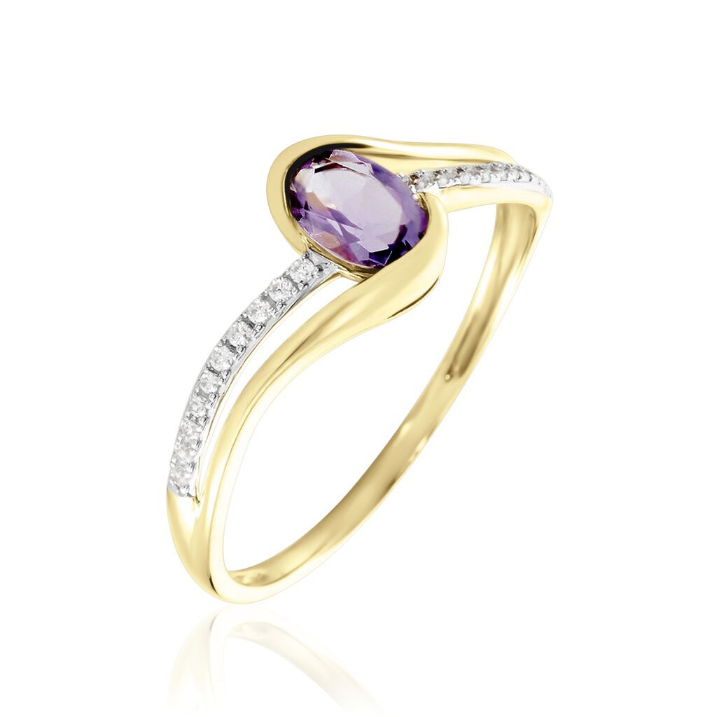 Bague Or Jaune Anja Am&eacute;thyste - Bagues solitaires Femme | Histoire d&rsquo;Or