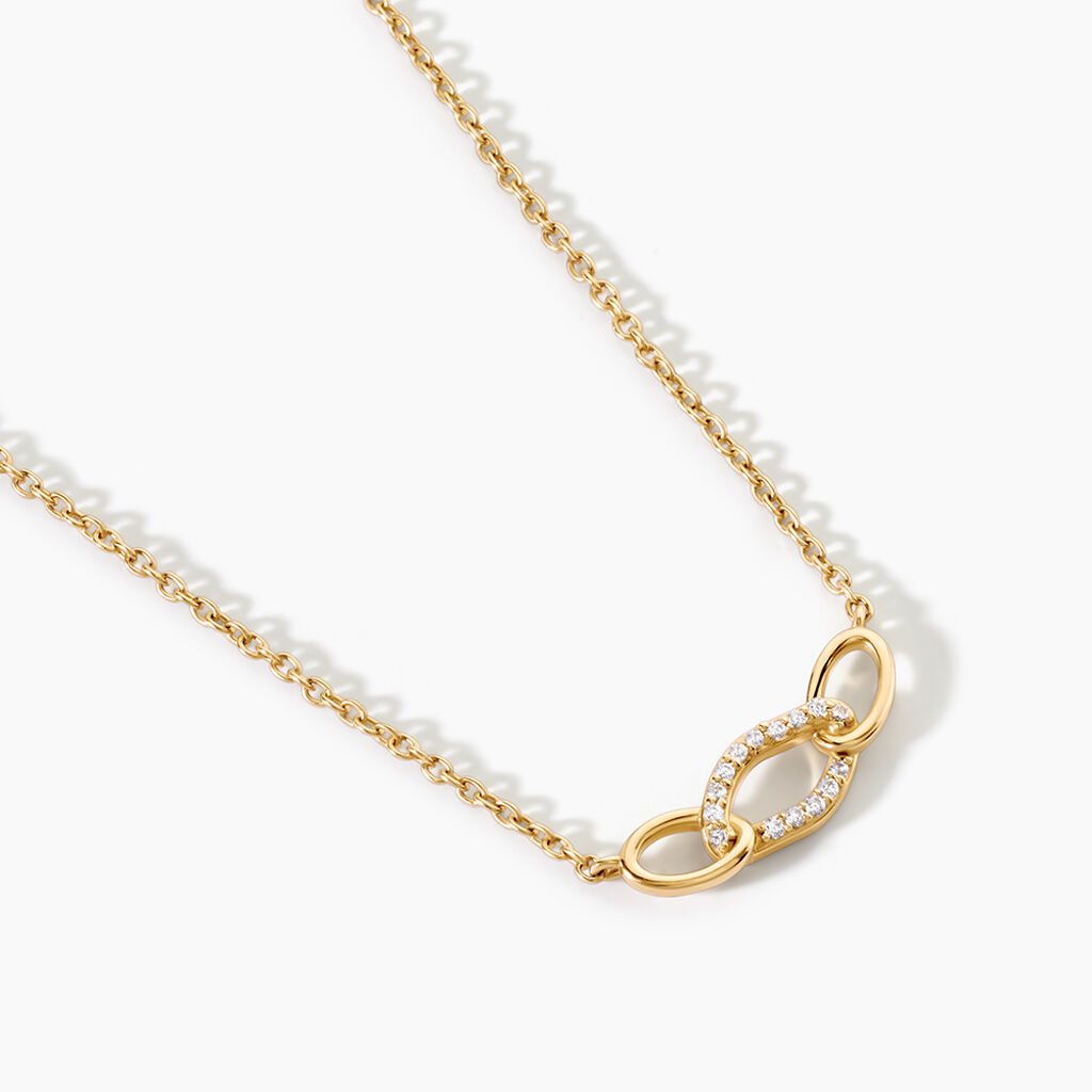Collier Fatia Argent Dor&eacute; A L'Or 750/1000 Oxyde De Zirconium - Colliers Femme | Histoire d&rsquo;Or