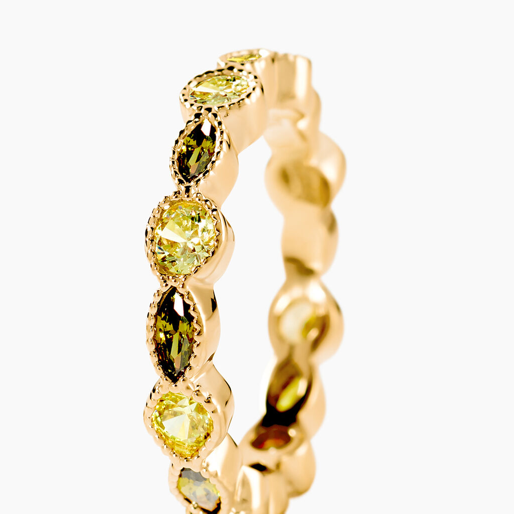 Bague Mencia Plaque Or Jaune Oxyde De Zirconium - Bagues avec pierre Femme | Histoire d&rsquo;Or