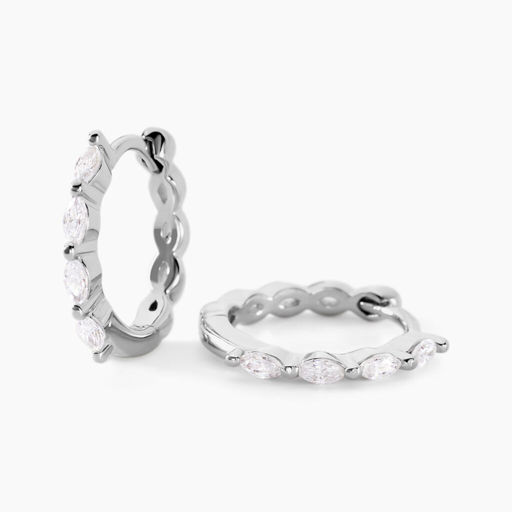 Créoles Servane Argent Blanc Oxyde De Zirconium - Boucles d'oreilles créoles Femme | Histoire d’Or