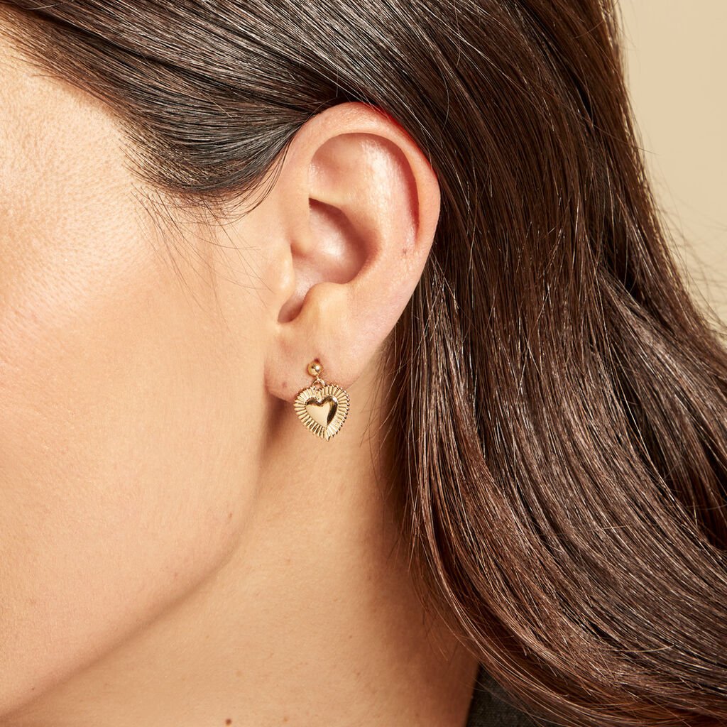 Boucles D'oreilles Pendantes Vasthie Plaque Or Jaune - Boucles d'oreilles fantaisie Femme | Histoire d’Or