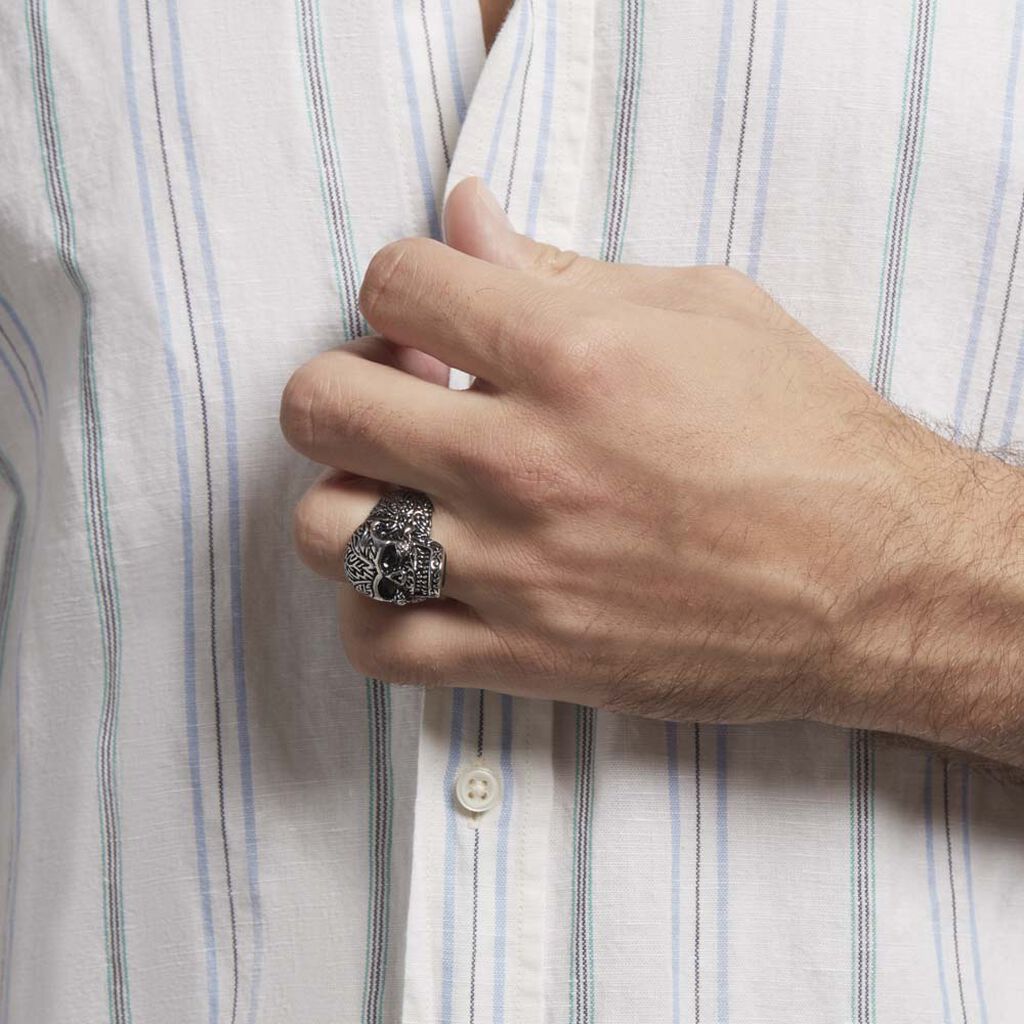 Bague Acier Blanc Et Noir Valentik - Bagues fantaisie Homme | Histoire d&rsquo;Or