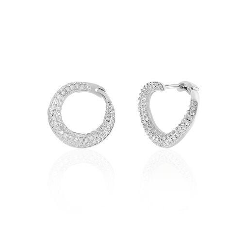 Créoles Uwe Argent Blanc Oxyde De Zirconium - Boucles d'oreilles créoles Femme | Histoire d’Or