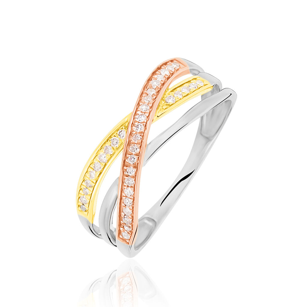 Bague Sabera Or Tricolore Diamant - Bagues avec pierre Femme | Histoire d’Or