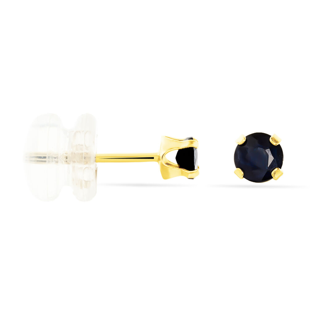 Boucles D'oreilles Puces Elea Serti Griffe Or Jaune Saphir - Clous d'oreilles Femme | Histoire d’Or
