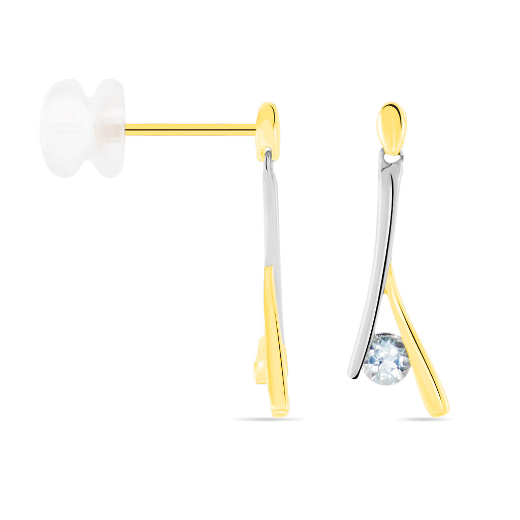 Boucles D'oreilles Pendantes Madli Or Bicolore Topaze - Boucles d'oreilles pendantes Femme | Histoire d’Or