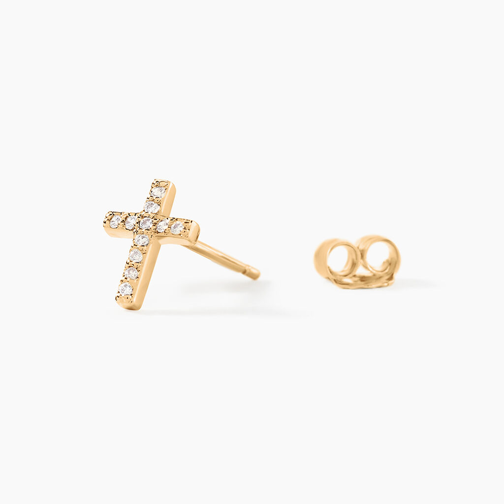 Boucles D'oreilles Puces Fatos Plaqué Or Oxydes De Zirconium - Boucles d'oreilles fantaisie Femme | Histoire d’Or