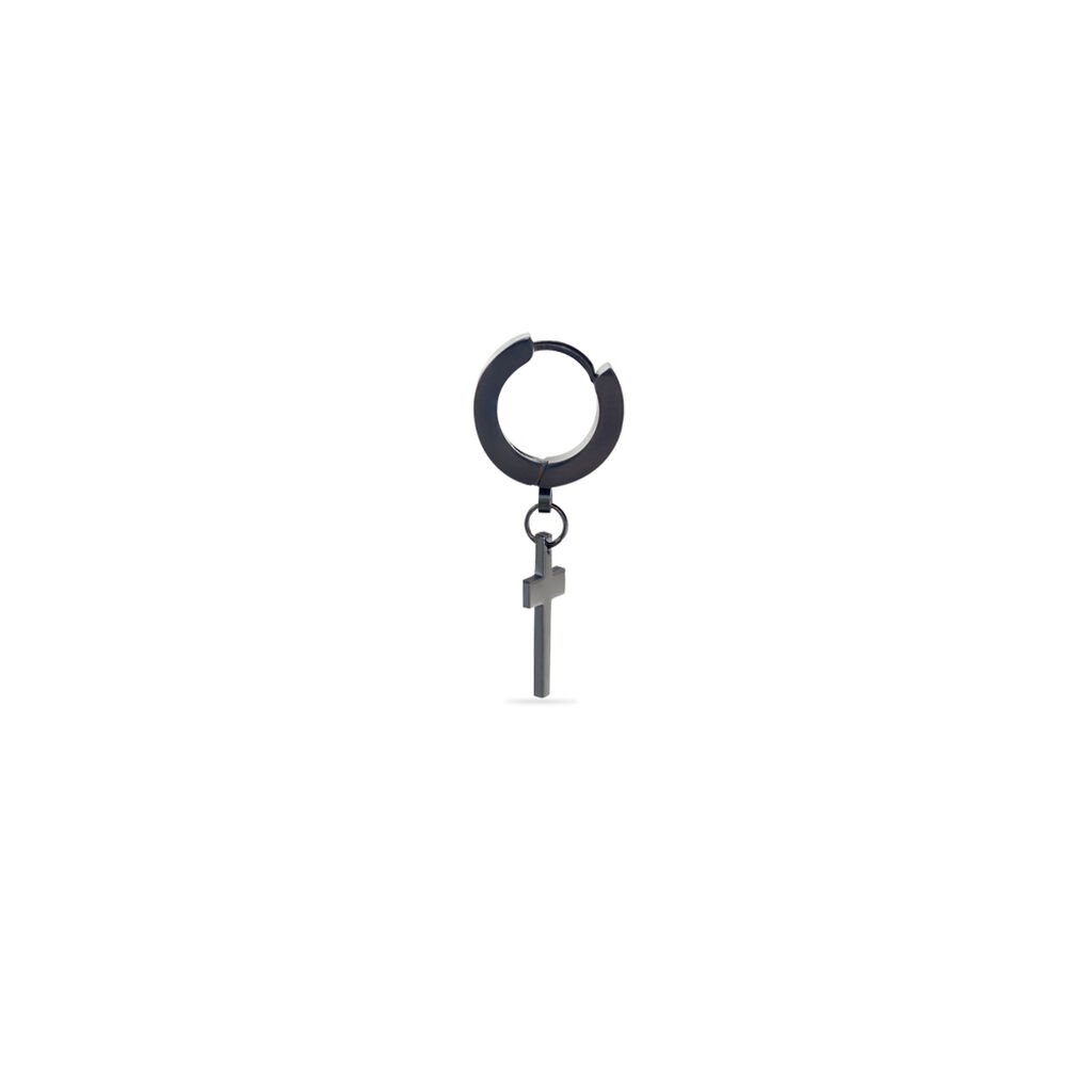 Créole Unitaire Acier Noir Feodor - Boucles d'oreilles créoles Homme | Histoire d’Or
