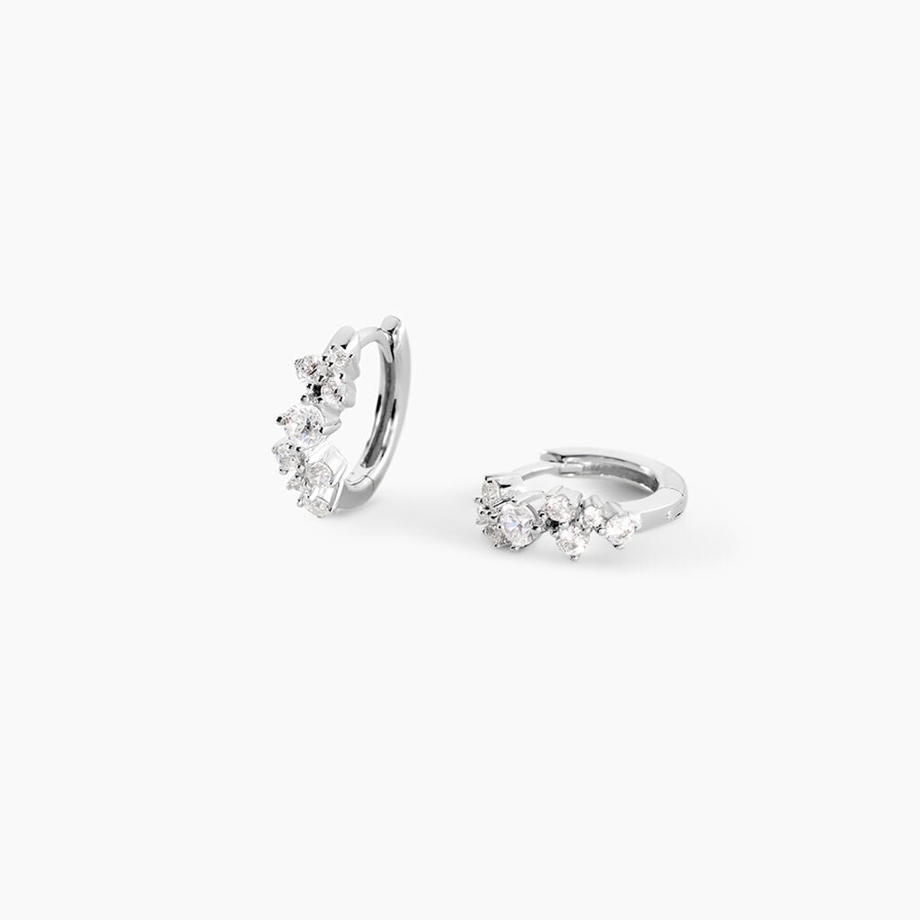 Cr&eacute;oles Rio Argent Blanc Oxyde De Zirconium - Boucles d'oreilles cr&eacute;oles Femme | Histoire d&rsquo;Or
