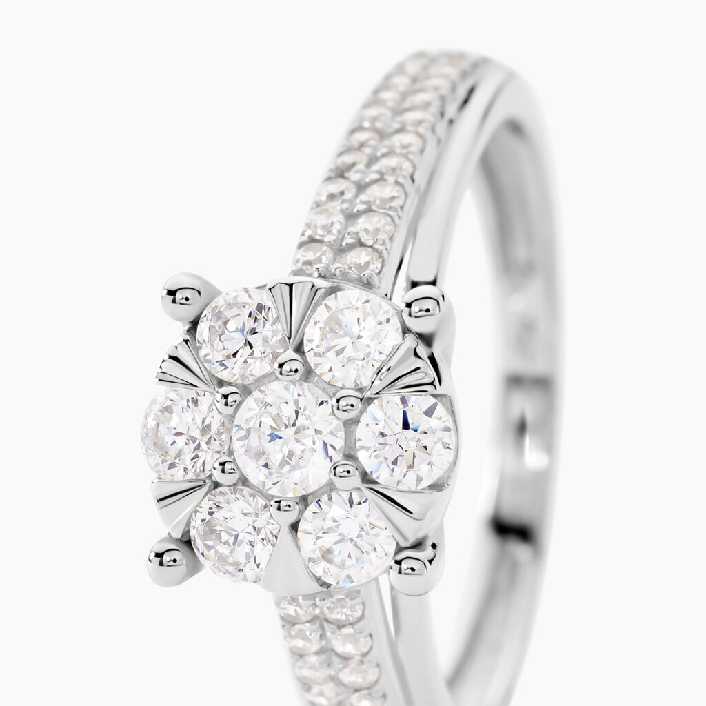 Bague Nazare Or Blanc Oxyde De Zirconium - Bagues solitaires Femme | Histoire d&rsquo;Or