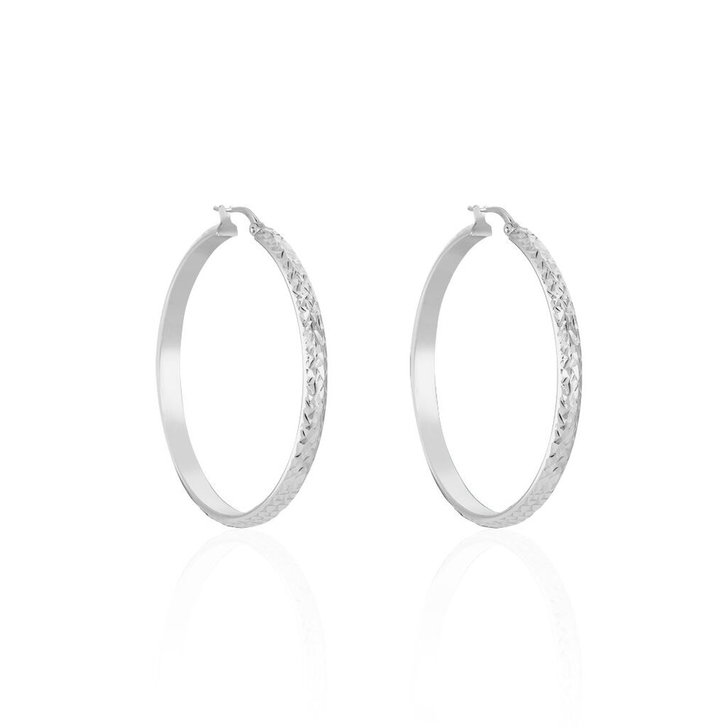 Créoles Argent Blanc Esmee - Boucles d'oreilles créoles Femme | Histoire d’Or
