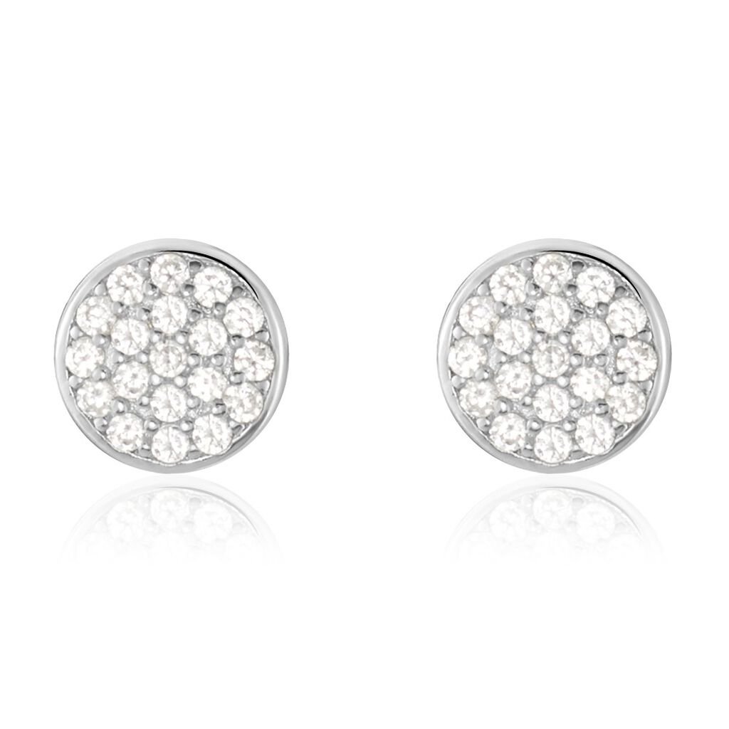 Boucles D'oreilles Puces Argent Blanc Victorin Oxydes De Zirconium - Boucles d'oreilles fantaisie Femme | Histoire d’Or