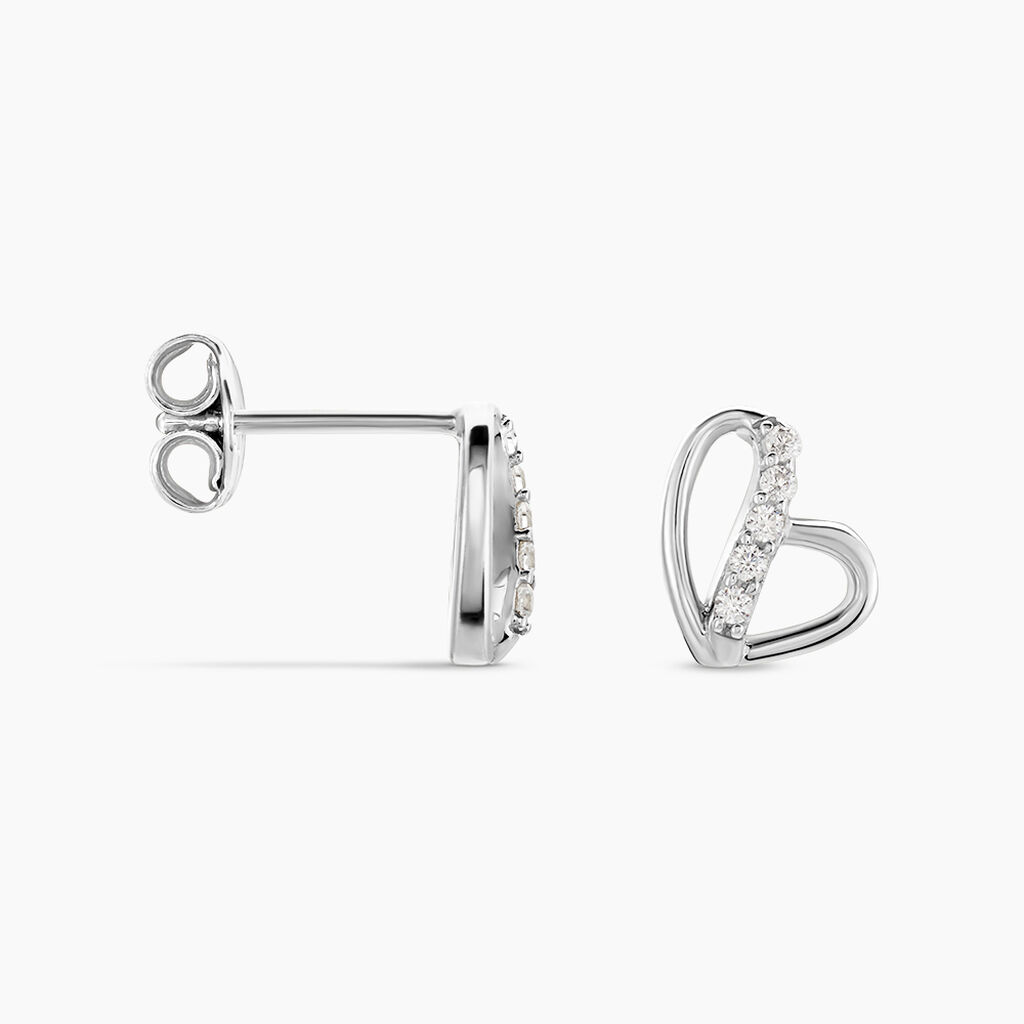 Boucles D'oreilles Puces Arika Argent Blanc Oxyde De Zirconium - Boucles d'oreilles fantaisie Femme | Histoire d&rsquo;Or