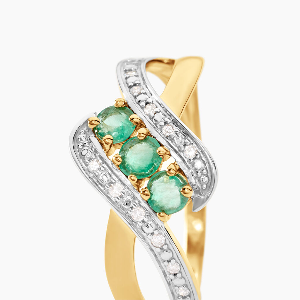 Bague Simma Or Jaune Diamant Et Emeraude - Bagues avec pierre Femme | Histoire d’Or