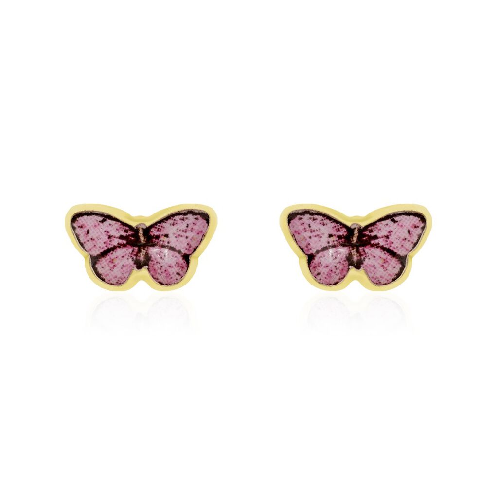Boucles D'oreilles Puces Sulivia Papillon Or Jaune - Clous d'oreilles Enfant | Histoire d’Or