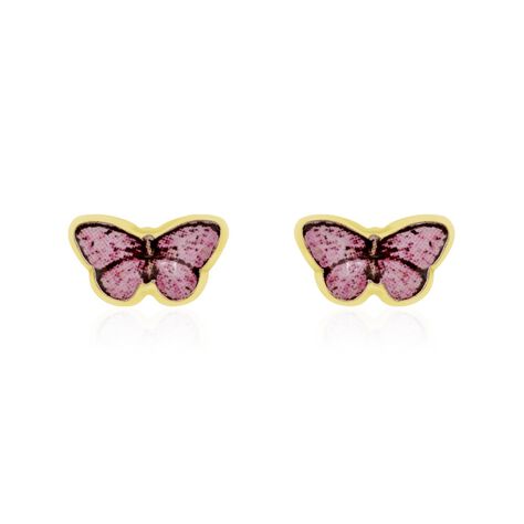 Boucles D'oreilles Puces Sulivia Papillon Or Jaune - Clous d'oreilles Enfant | Histoire d’Or
