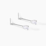 Boucles D'oreilles Pendantes Goutte Or Blanc Oxyde De Zirconium - Boucles d'oreilles pendantes Femme | Histoire d&rsquo;Or