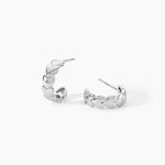Creoles Hearten Argent Blanc - Boucles d'oreilles cr&eacute;oles Femme | Histoire d&rsquo;Or