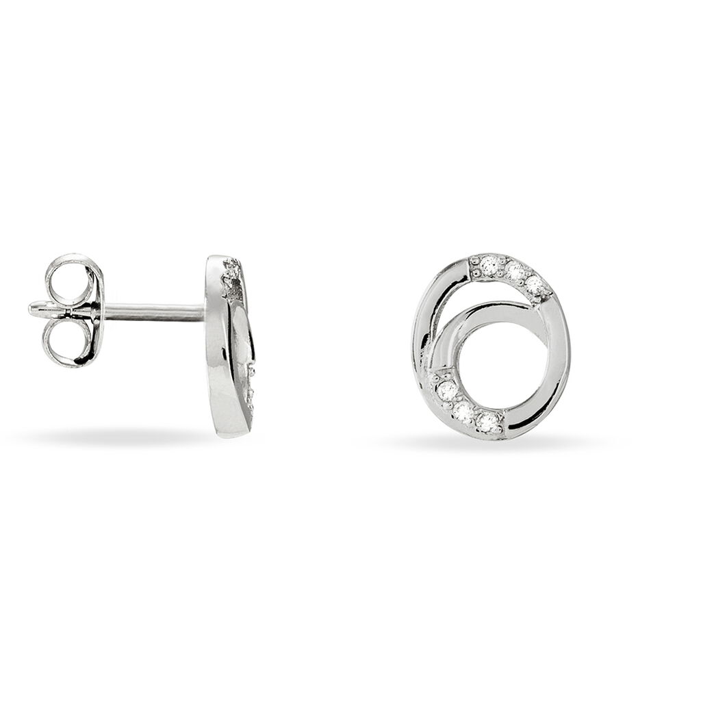 Boucles D'oreilles Puces Annea Argent Blanc Oxyde De Zirconium - Boucles d'oreilles fantaisie Femme | Histoire d&rsquo;Or