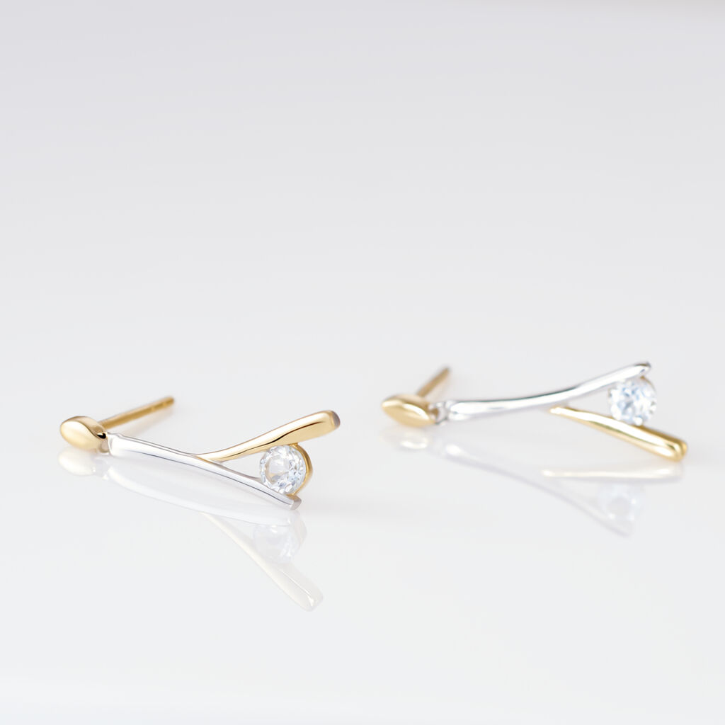 Boucles D'oreilles Pendantes Madli Or Bicolore Topaze - Boucles d'oreilles pendantes Femme | Histoire d&rsquo;Or