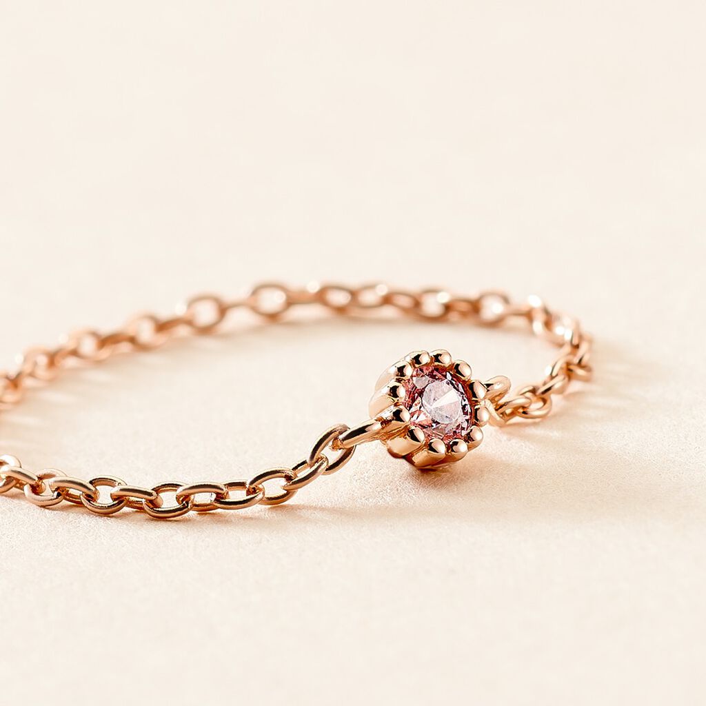 Bague Chaine Rio Argent Rose Oxyde De Zirconium - Bagues solitaires Femme | Histoire d&rsquo;Or