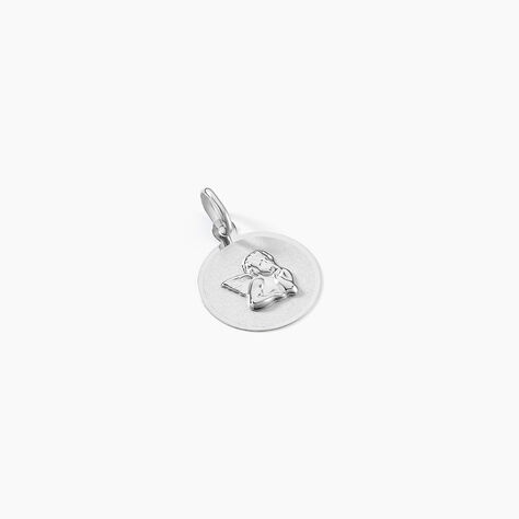 Pendentif Ange Rond Satine Or Blanc - Cadeaux de naissance Enfant | Histoire d’Or