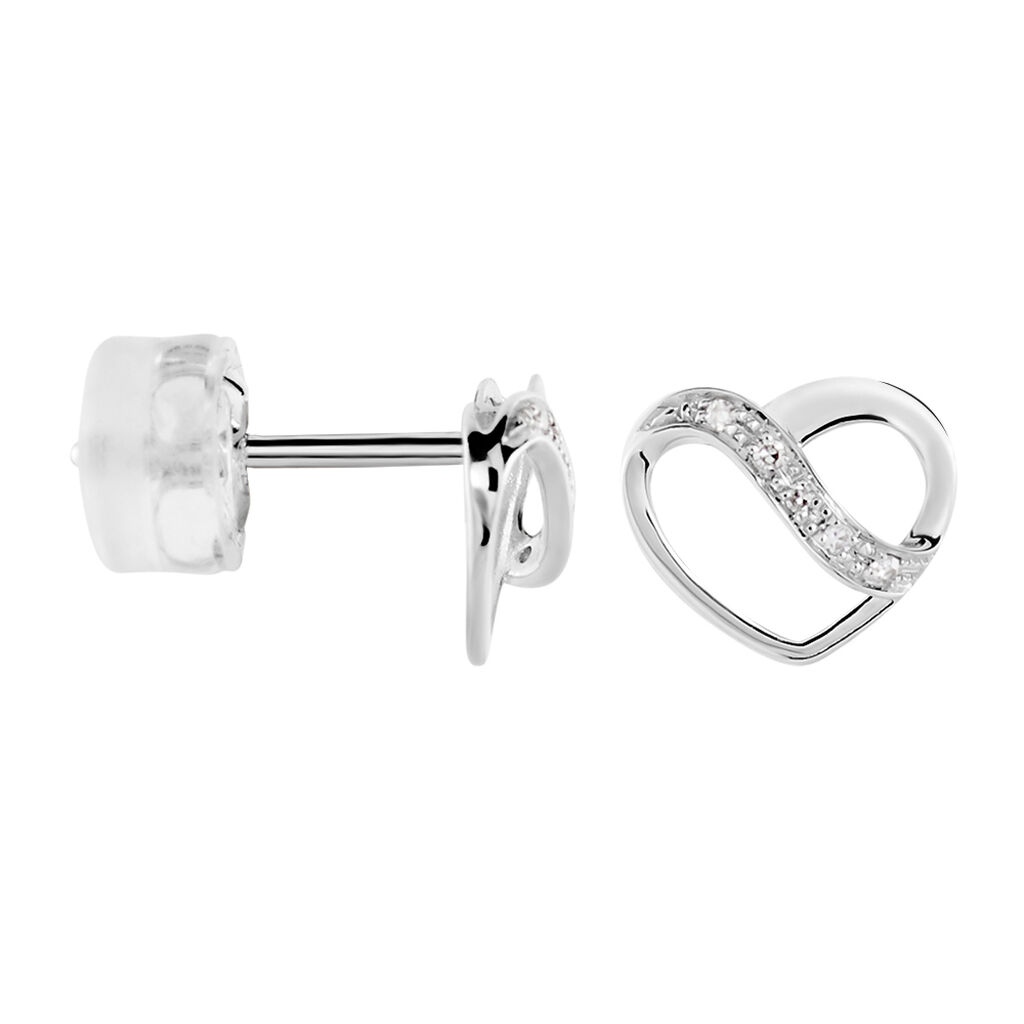 Boucles D'oreilles Puces Or Blanc Juliane Diamants - Clous d'oreilles Femme | Histoire d’Or