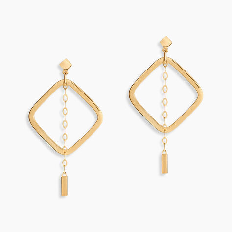 Cr&eacute;oles Elyette Carre Ajoure Or Jaune - Boucles d'oreilles cr&eacute;oles Femme | Histoire d&rsquo;Or
