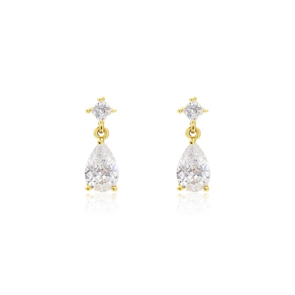 Boucles D'oreilles Pendantes Faas Or Jaune Oxyde De Zirconium - Boucles d'oreilles pendantes Femme | Histoire d&rsquo;Or