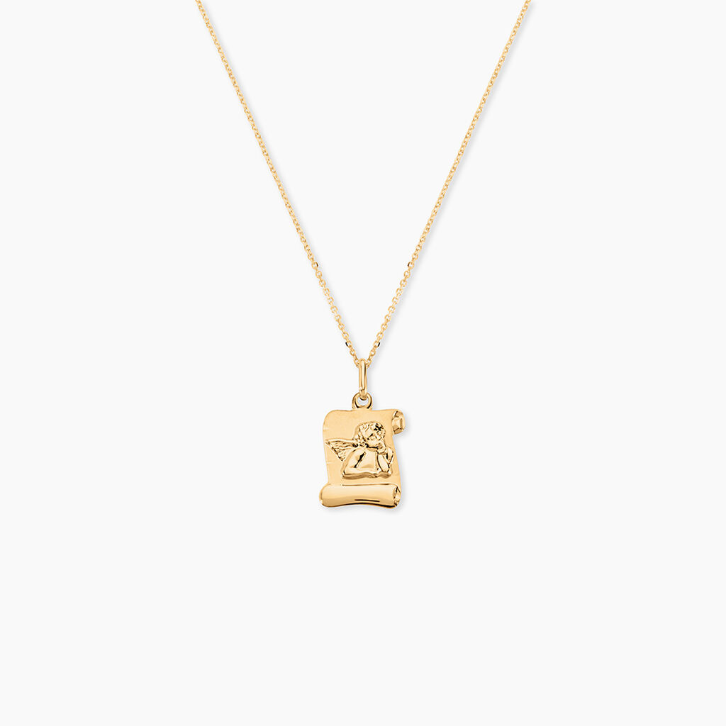 Pendentif Hanne Ange Parchemin Or Jaune - Pendentifs Bapt&ecirc;me Famille | Histoire d&rsquo;Or