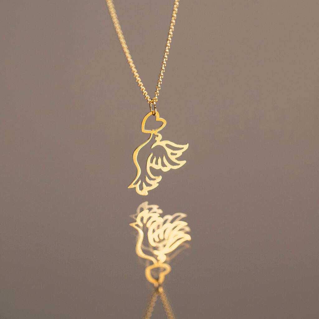 Pendentif Guecha Colombe Et Coeur Or Jaune - Pendentifs Femme | Histoire d&rsquo;Or